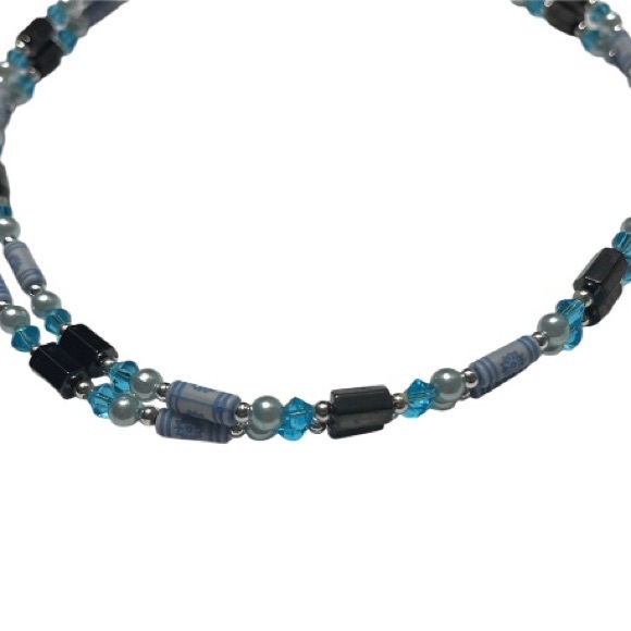 Handmade Magnetic Hematite with Blue Beads - Picture 3 of 3